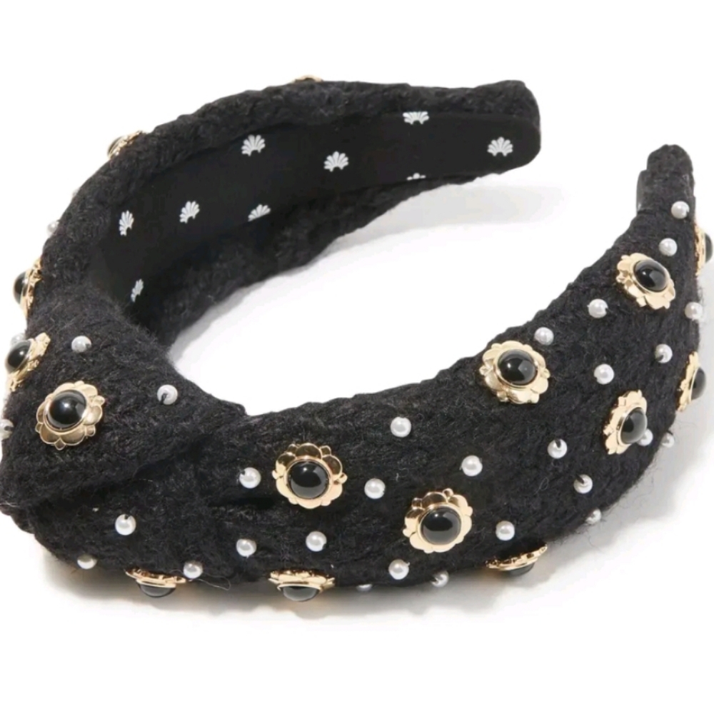 Lele sadoughi Dahlia Eva cabochon knotted headband black